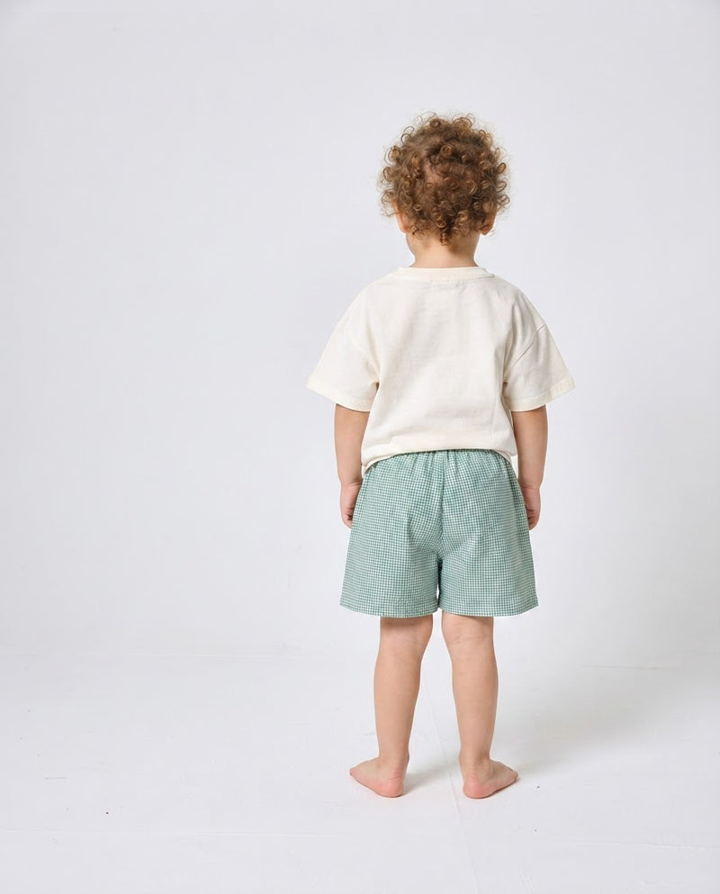 GREEN CHECKERED SHORTS