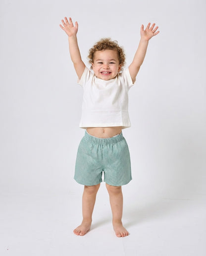 GREEN CHECKERED SHORTS
