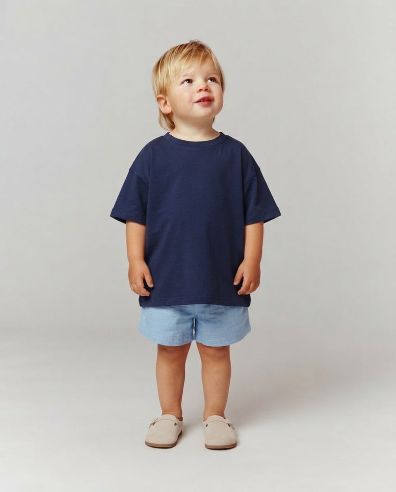 BLUE LINEN SHORTS