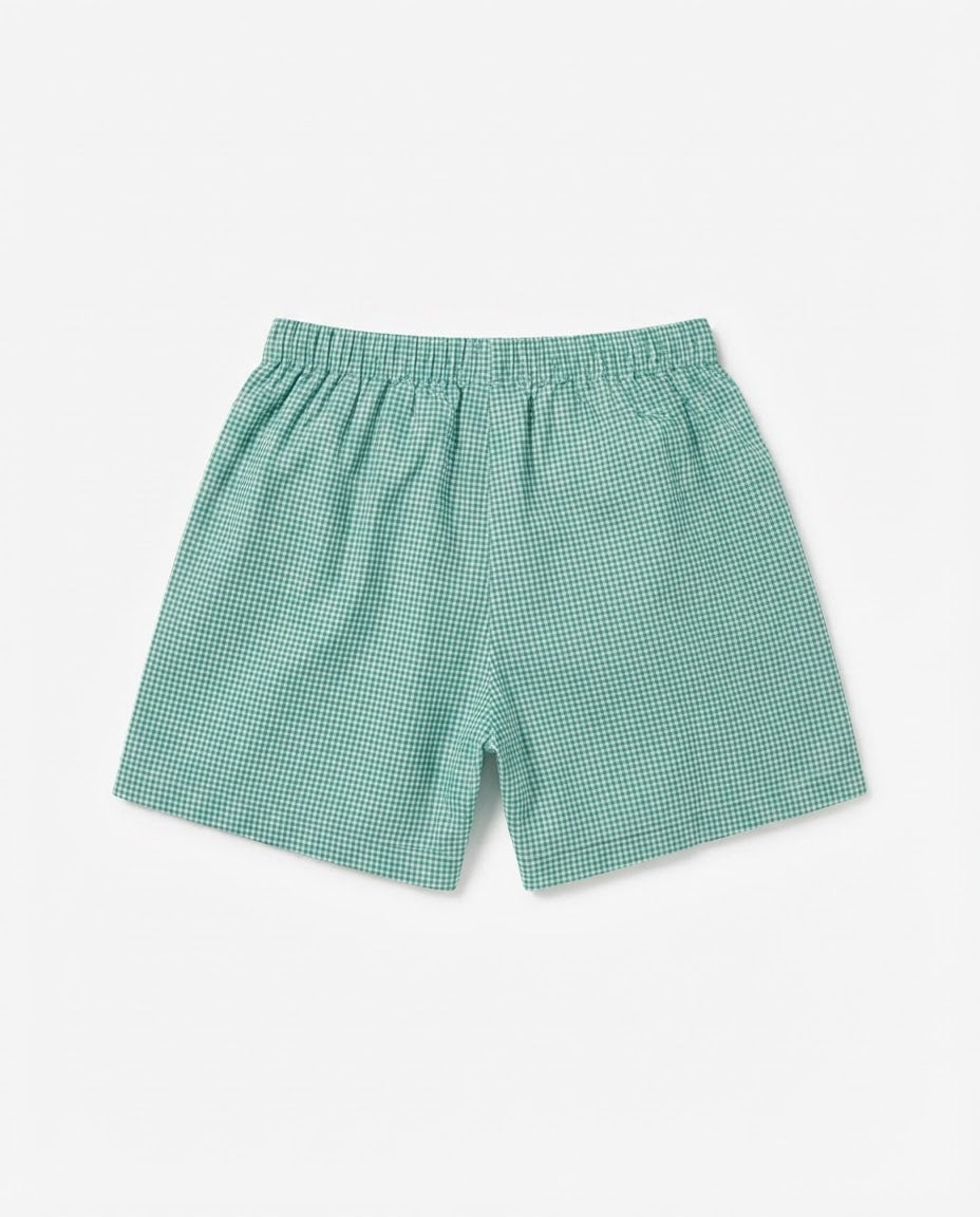 GREEN CHECKERED SHORTS