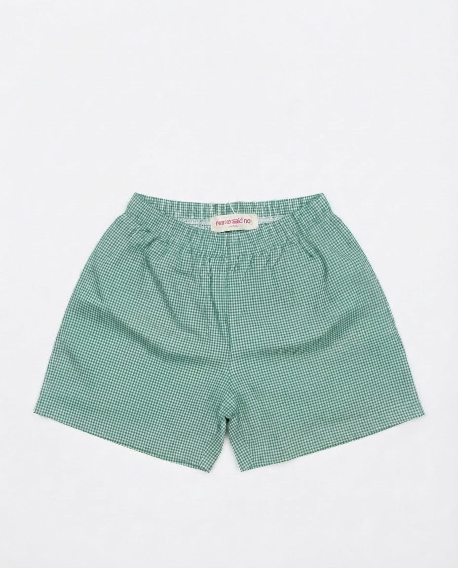 GREEN CHECKERED SHORTS