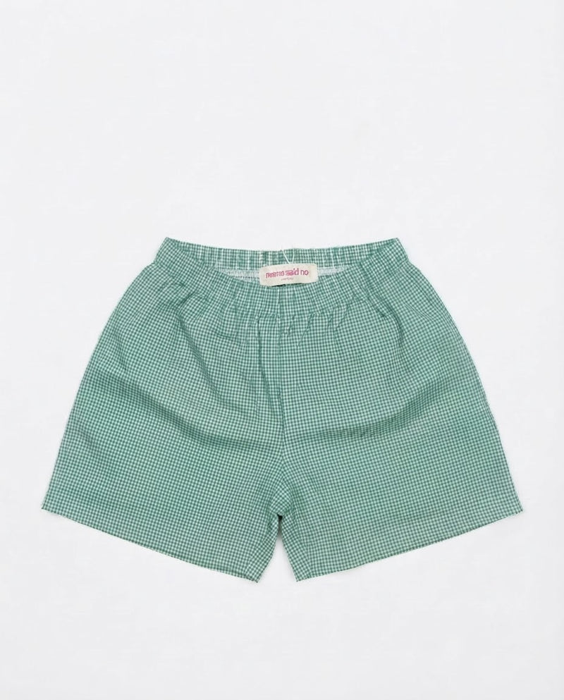 GREEN CHECKERED SHORTS