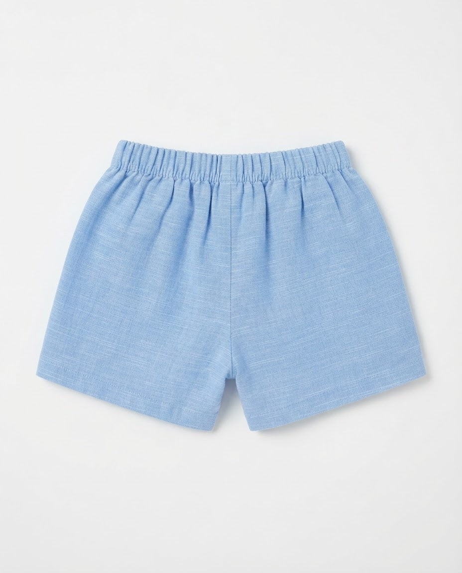 BLUE LINEN SHORTS