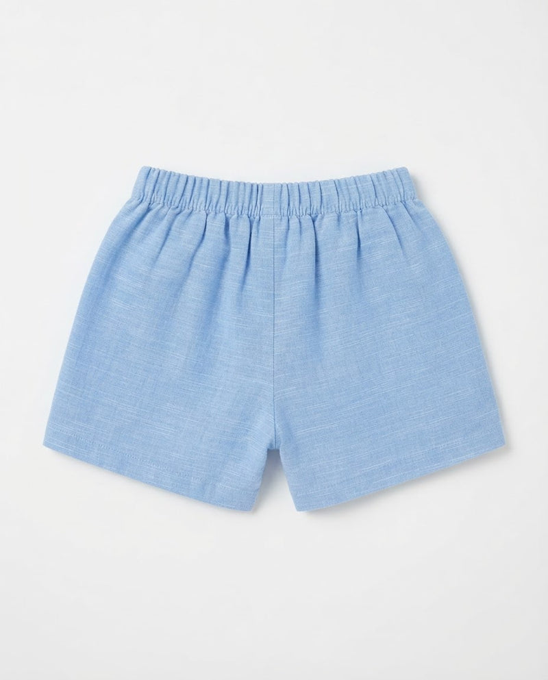 BLUE LINEN SHORTS