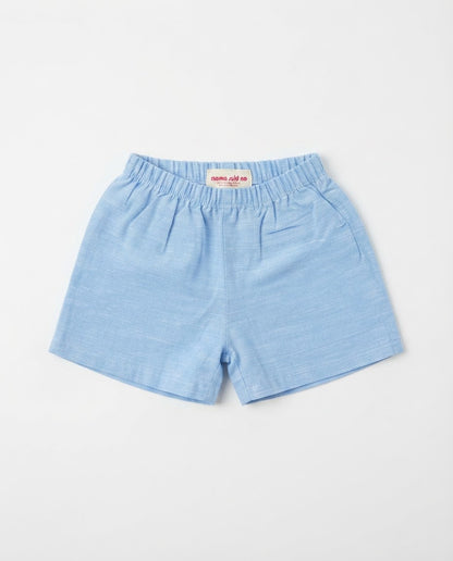 BLUE LINEN SHORTS