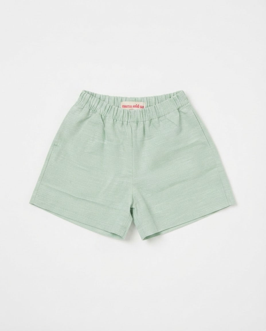 SAGE GREEN LINEN SHORTS