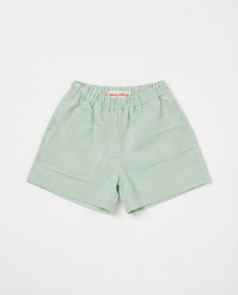 SAGE GREEN LINEN SHORTS